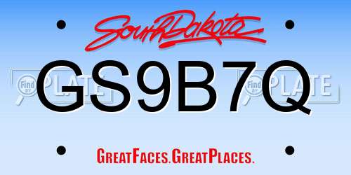 GS9B7Q South Dakota License Plate