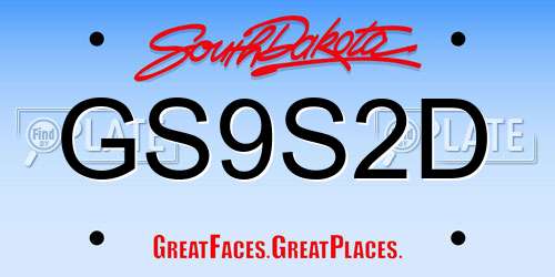 GS9S2D South Dakota License Plate