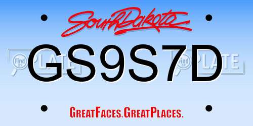 GS9S7D South Dakota License Plate