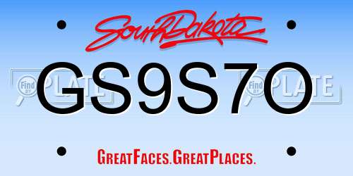 GS9S7O South Dakota License Plate
