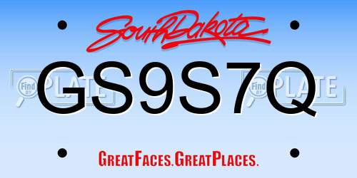 GS9S7Q South Dakota License Plate
