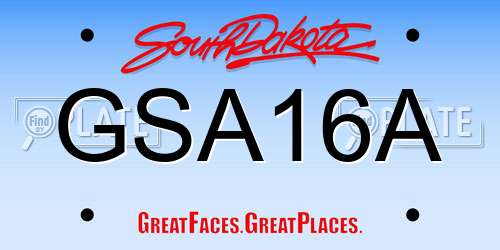GSA16A South Dakota License Plate