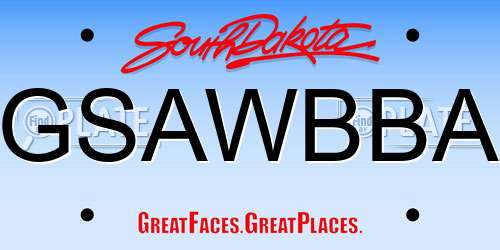 GSAWBBA South Dakota License Plate