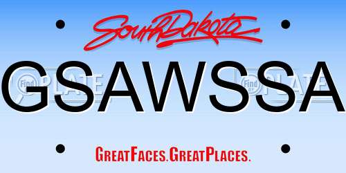 GSAWSSA South Dakota License Plate