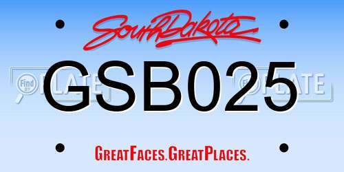 GSB025 South Dakota License Plate