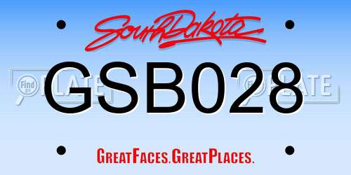 GSB028 South Dakota License Plate