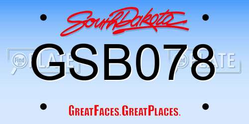 GSB078 South Dakota License Plate