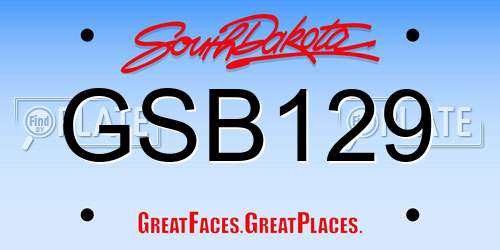 GSB129 South Dakota License Plate
