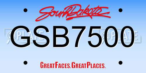 GSB7500 South Dakota License Plate