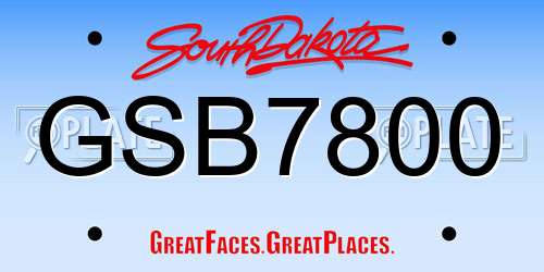 GSB7800 South Dakota License Plate