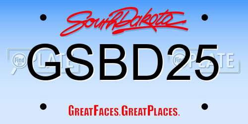 GSBD25 South Dakota License Plate