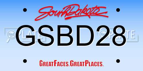 GSBD28 South Dakota License Plate