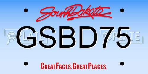 GSBD75 South Dakota License Plate