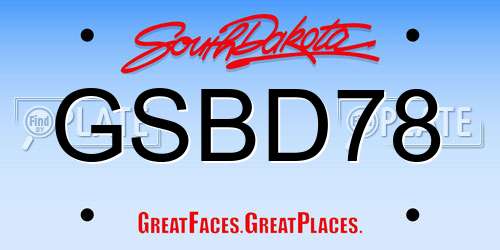 GSBD78 South Dakota License Plate