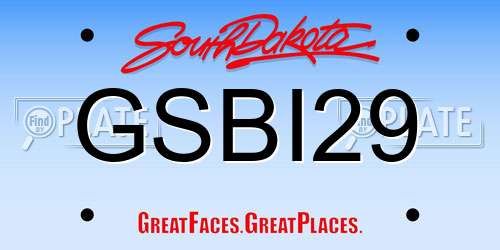 GSBI29 South Dakota License Plate