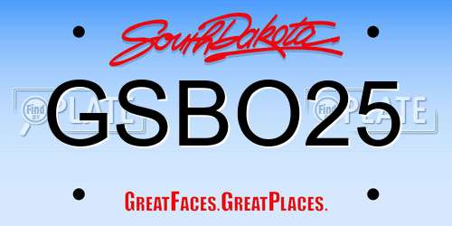 GSBO25 South Dakota License Plate