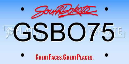 GSBO75 South Dakota License Plate