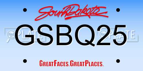 GSBQ25 South Dakota License Plate