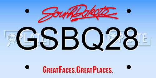 GSBQ28 South Dakota License Plate