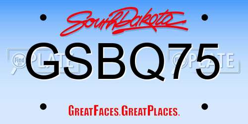 GSBQ75 South Dakota License Plate