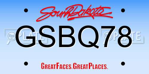GSBQ78 South Dakota License Plate