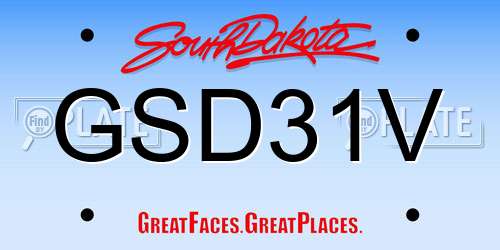 GSD31V South Dakota License Plate