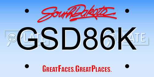 GSD86K South Dakota License Plate