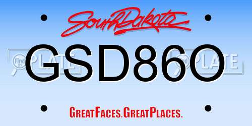 GSD86O South Dakota License Plate