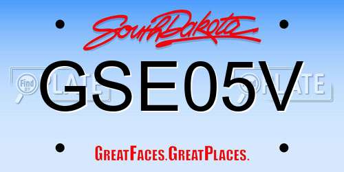 GSE05V South Dakota License Plate