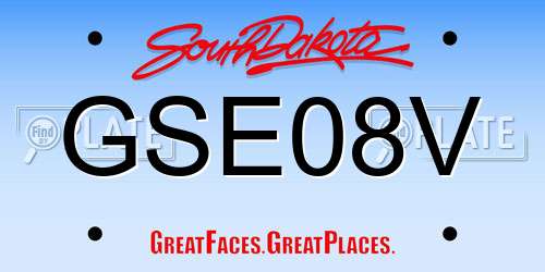GSE08V South Dakota License Plate