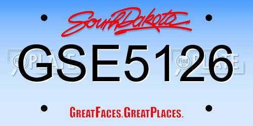 GSE5126 South Dakota License Plate