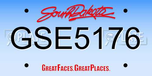 GSE5176 South Dakota License Plate