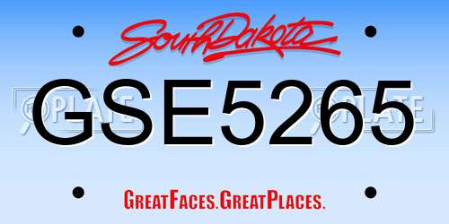 GSE5265 South Dakota License Plate