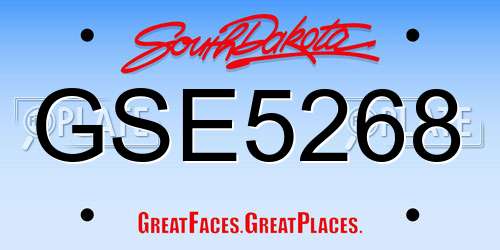GSE5268 South Dakota License Plate