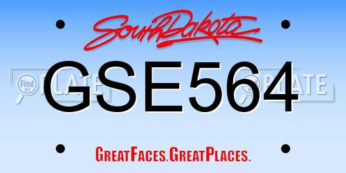 GSE564 South Dakota License Plate
