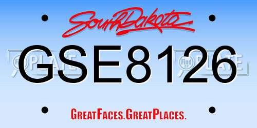 GSE8126 South Dakota License Plate