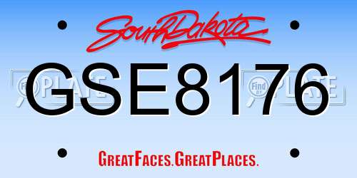 GSE8176 South Dakota License Plate