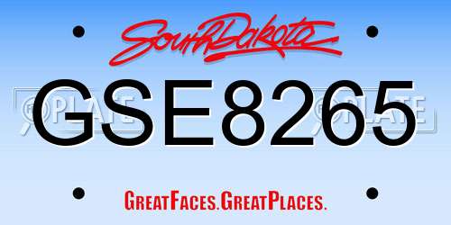 GSE8265 South Dakota License Plate