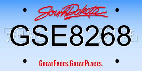 GSE8268 South Dakota License Plate