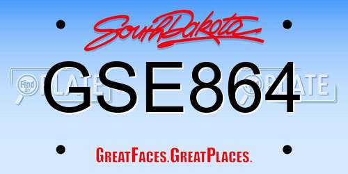 GSE864 South Dakota License Plate