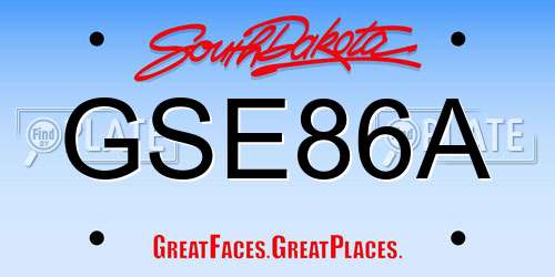GSE86A South Dakota License Plate