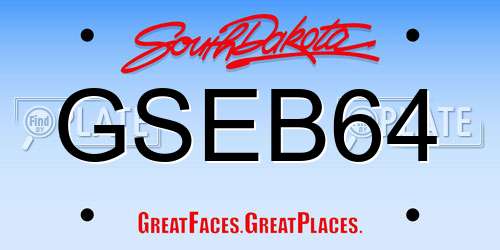 GSEB64 South Dakota License Plate