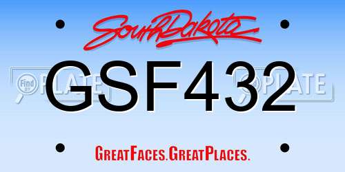 GSF432 South Dakota License Plate