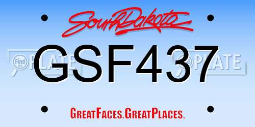 GSF437 South Dakota License Plate
