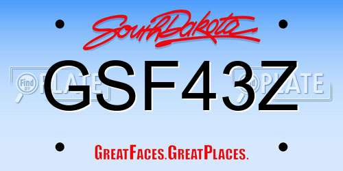 GSF43Z South Dakota License Plate