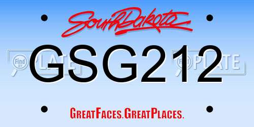 GSG212 South Dakota License Plate