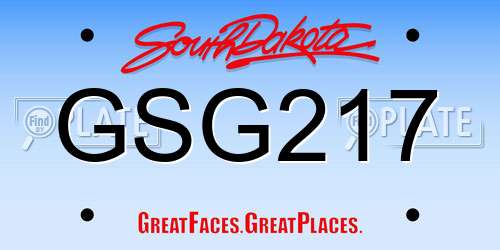 GSG217 South Dakota License Plate