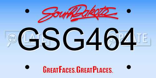 GSG464 South Dakota License Plate