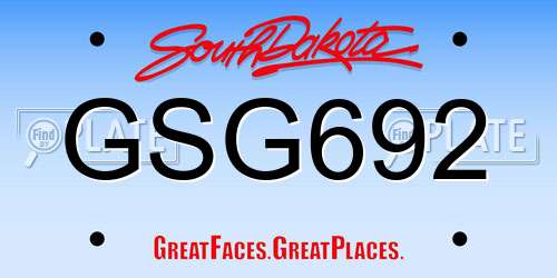 GSG692 South Dakota License Plate