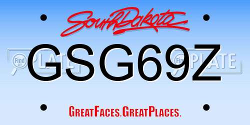 GSG69Z South Dakota License Plate